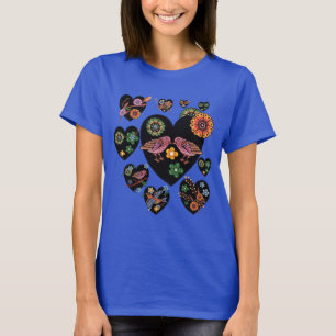 Camiseta Aves amorosas Arte folclórico escandinavo