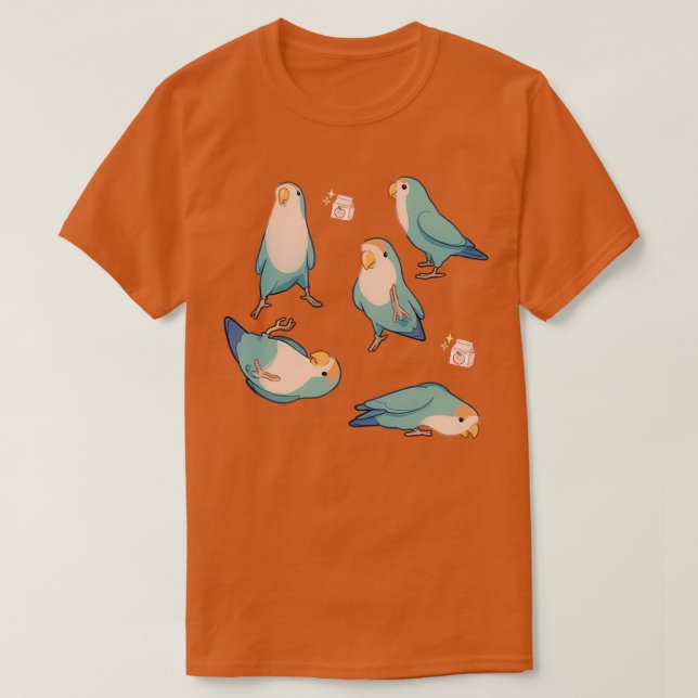Camiseta Aves amorosas azules de juego (Diseño del anverso)