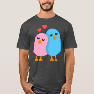Camiseta Aves amorosas azules y rosas