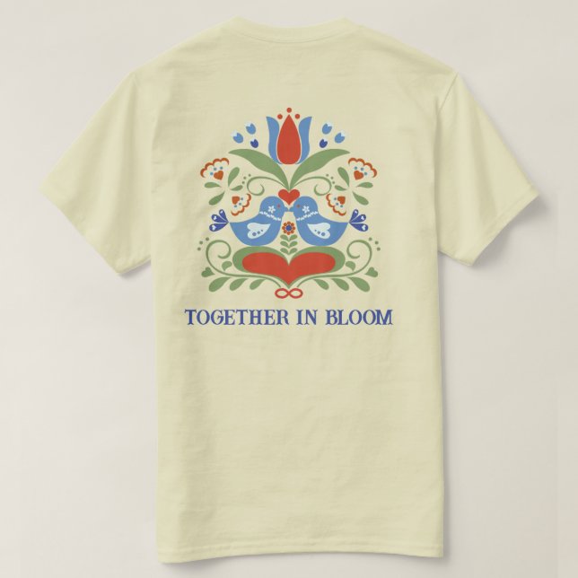 Camiseta Aves amorosas y flores (Reverso del diseño)