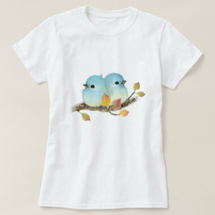 Camiseta Aves azules cortados en la rama