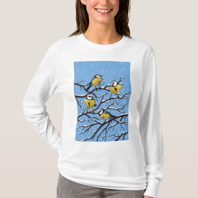 Camiseta Aves azules en invierno (Anverso)