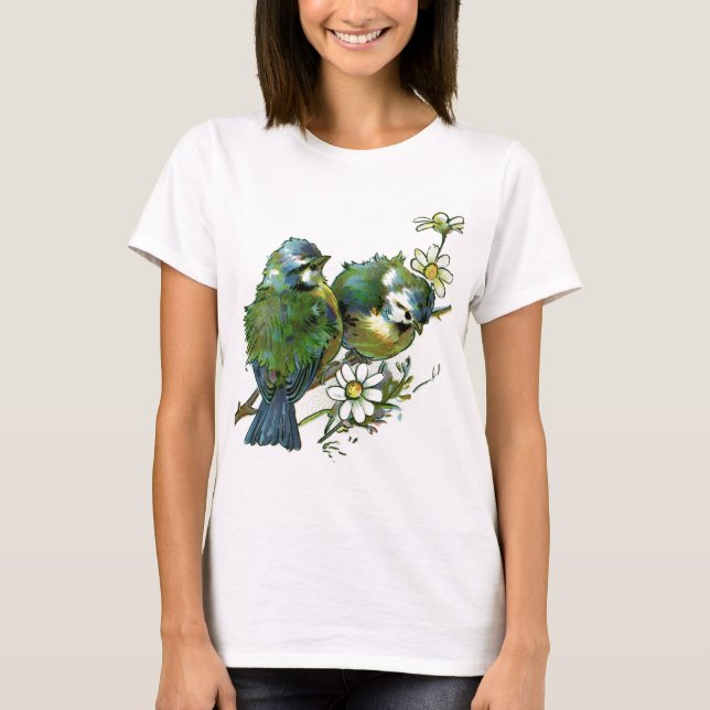 Camiseta Aves azules vintage (Anverso)