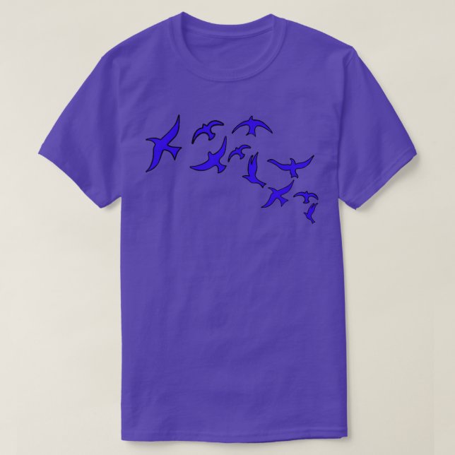 Camiseta Aves azules volando (Diseño del anverso)