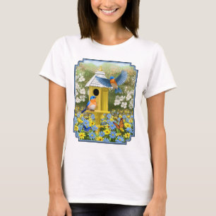 Camiseta Aves azules y el centro de aves amarillas