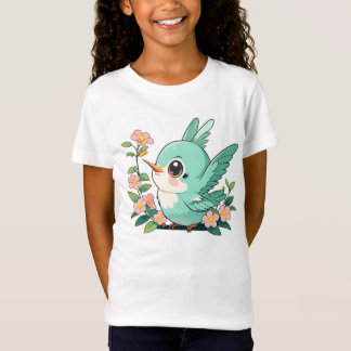 Camiseta Aves Bebés Con Su Flor