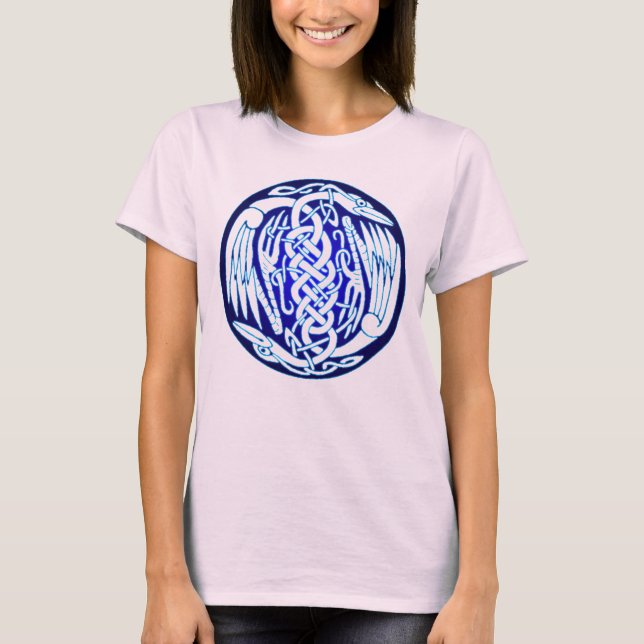 Camiseta Aves celtas de la paz (versión azul) (Anverso)