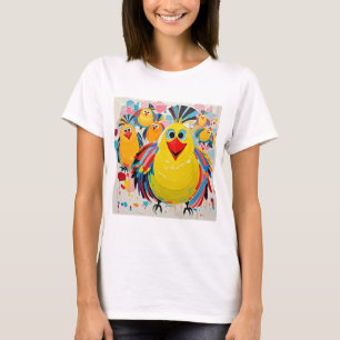 Camiseta Aves colorido arte abstracto gordo gigante lindo
