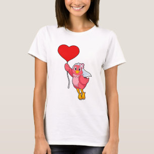 Camiseta Aves como novia con globo de velo y corazón