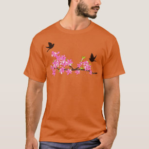 Camiseta Aves con flores de Sakura