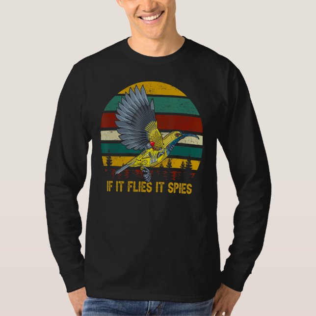 Camiseta Aves conspiran Chiste meme memes de vigilancia (Anverso)