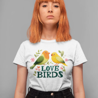 Camiseta Aves de amor - Ilustracion romántico de Aves de am