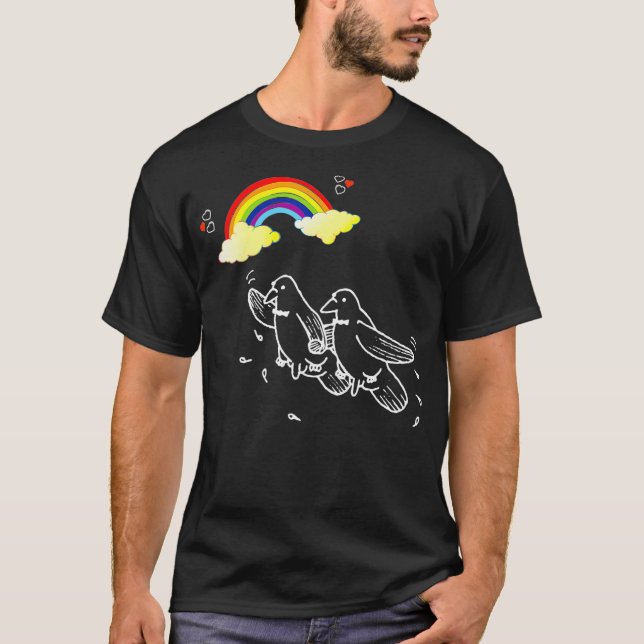 Camiseta Aves de arcoiris gay divertidos desfile del orgull (Anverso)