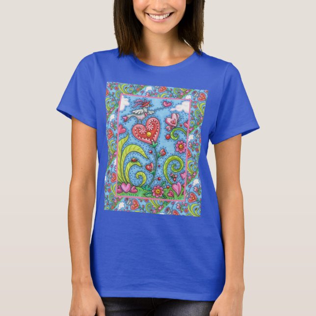 CAMISETA AVES DE ARTE FOLLETO SIMÍTICO, JARDÍN DE CORAZÓN D (Anverso)