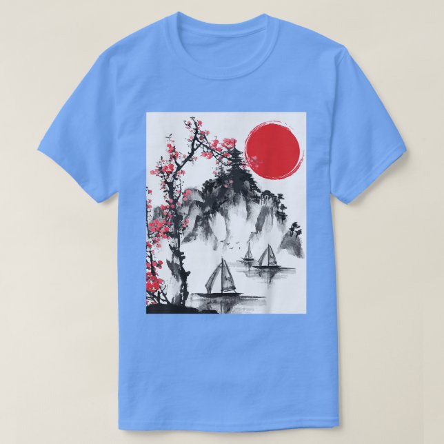 Camiseta Aves de arte japonés árbol floreciente amante esté (Diseño del anverso)