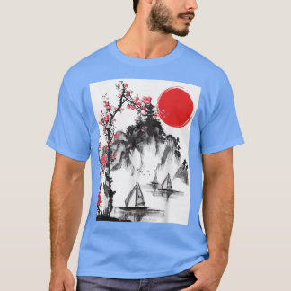 Camiseta Aves de arte japonés árbol floreciente amante esté
