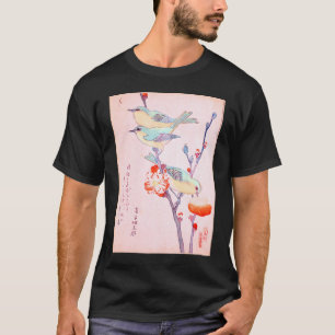 Camiseta Aves de arte japonesas con flores de cerezo en Jap