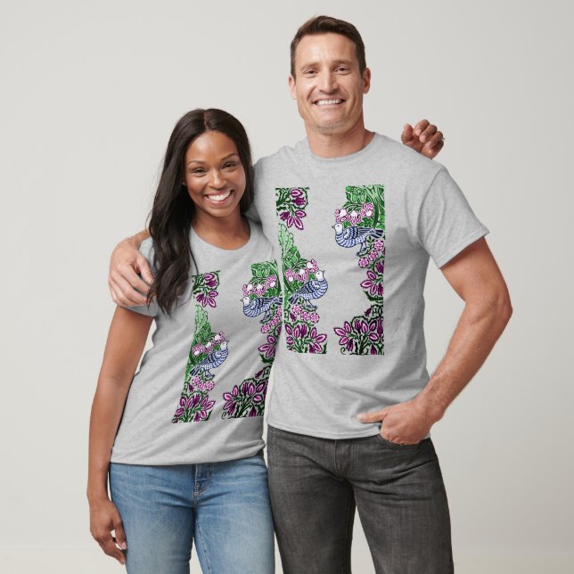 Camiseta Aves de Arte Popular Flores Acorns (Unisexo)