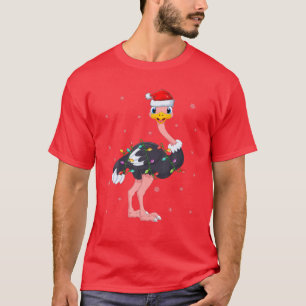 Camiseta Aves de avestruz Navidad iluminando el avestruz de