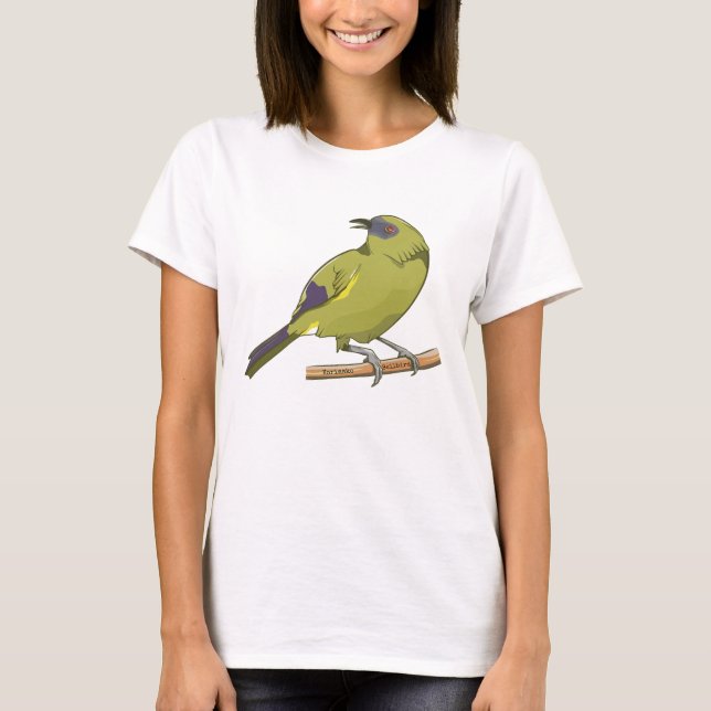 Camiseta Aves de Bellbird Korimako NZ (Anverso)