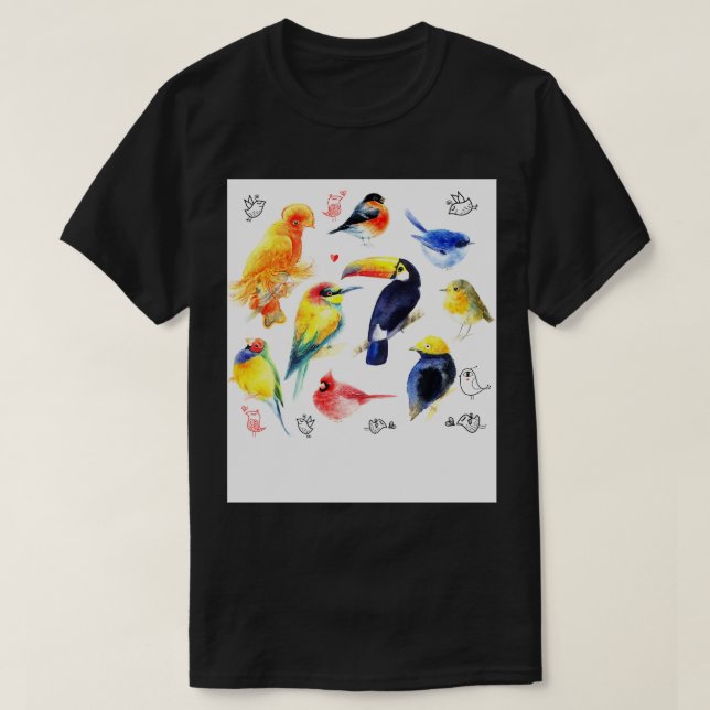 Camiseta Aves de color del agua (Diseño del anverso)
