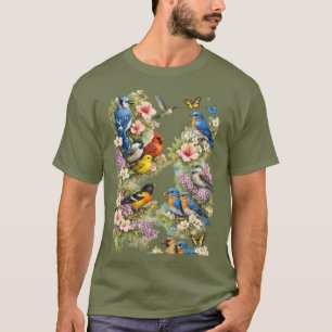 Camiseta Aves de Jardín Vintage Gráficos Florales Inspirado