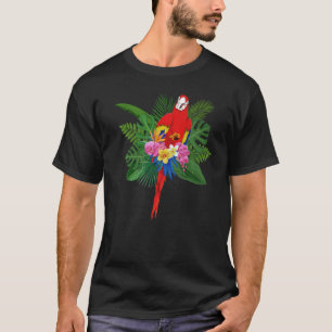 Camiseta Aves de la jungla Flores Tropicales de Macaw Parro