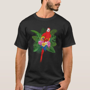 Camiseta Aves de la jungla Flores Tropicales de Macaw Parro
