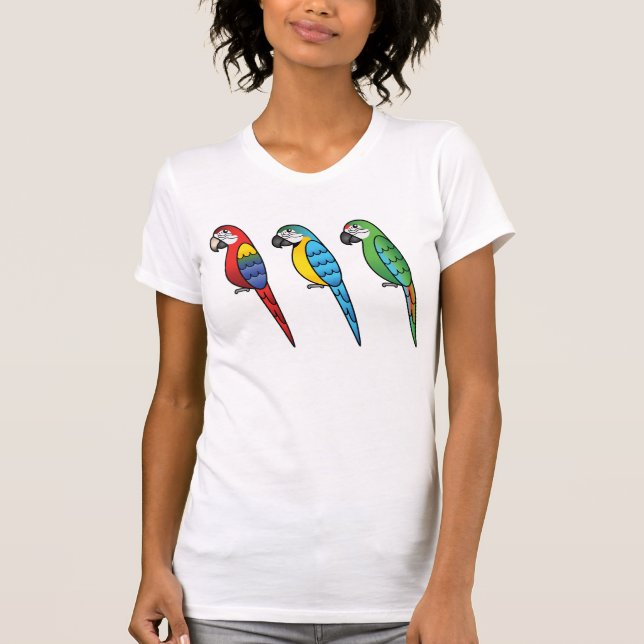 Camiseta Aves de loro de Macaw, Personalizado Cute (Anverso)