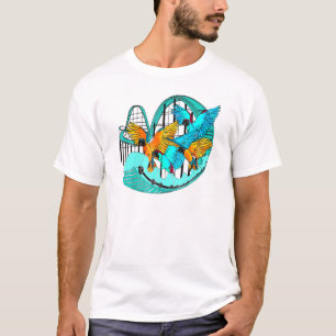 Camiseta Aves de loro de Macaw viajando en bicicleta por di