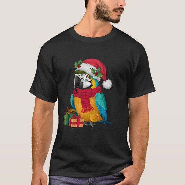 Camiseta Aves de Macaw en Navidad (Anverso)