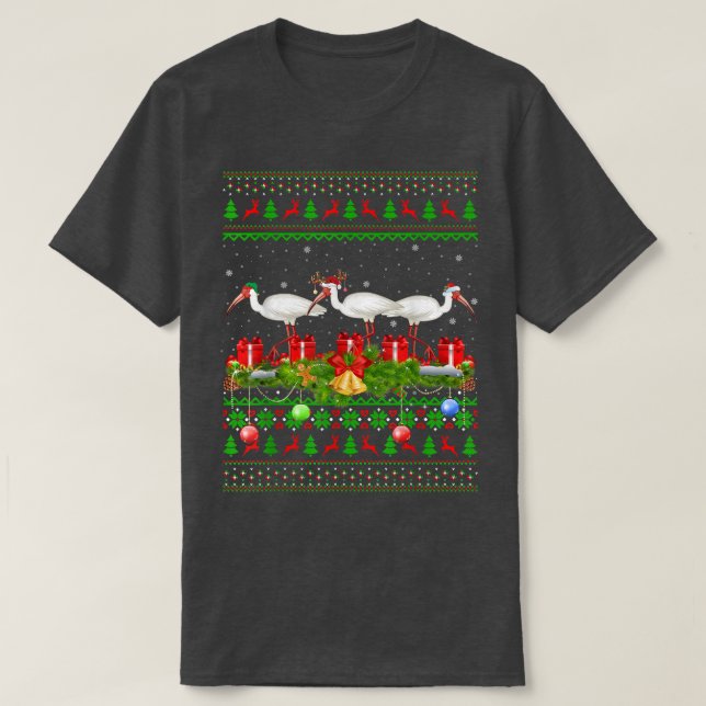 Camiseta Aves del Ibis Aman Xmas Encendiendo Santa Ugly Ibi (Diseño del anverso)