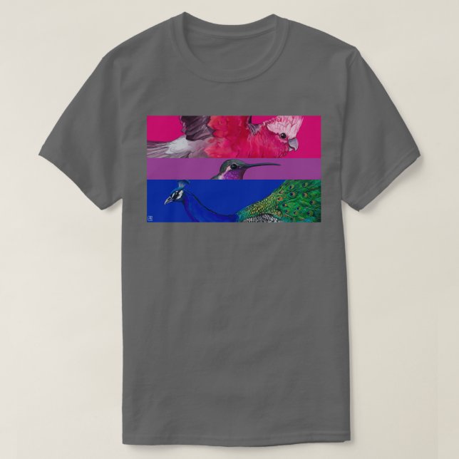 Camiseta Aves del Orgullo Bisexual (Diseño del anverso)