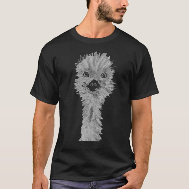 Camiseta Aves Emu Humor gracioso Ostrich Emo Animal Negro (Anverso)