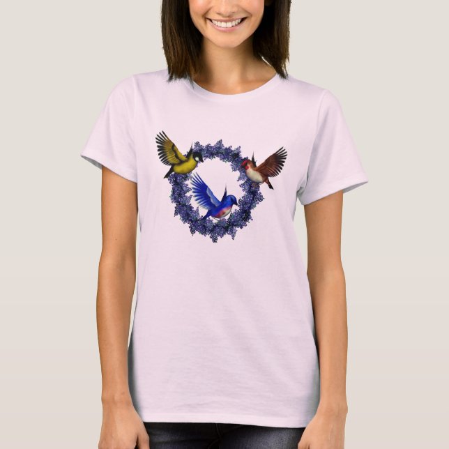 Camiseta Aves En La Naturaleza De La Flor (Anverso)