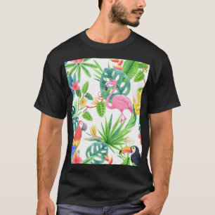 Camiseta Aves exóticas, acuarela de selva tropical sin cost