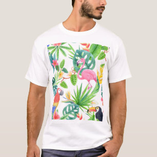 Camiseta Aves exóticas, acuarela de selva tropical sin cost