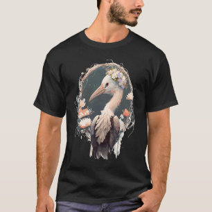 Camiseta Aves florales de la flor de ave de cigüeña