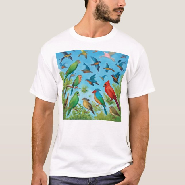 Camiseta Aves geométricas - Libertad en el arte de los vuel (Anverso)