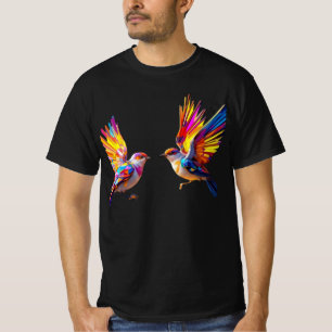 Camiseta Aves geométricas vibrantes en vuelo