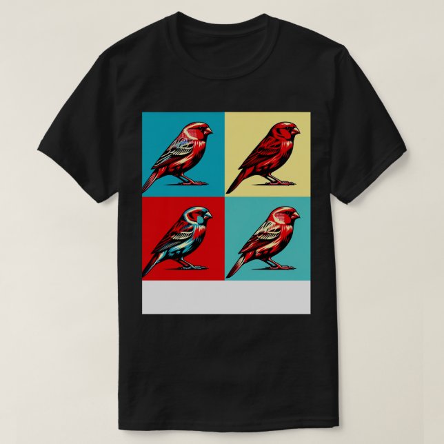 Camiseta Aves Guay de arte canario de factor rojo (Diseño del anverso)