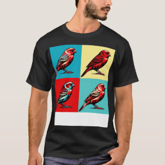 Camiseta Aves Guay de arte canario de factor rojo