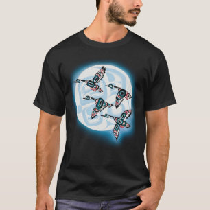 Camiseta Aves Haida Volando Sobre El Nativo De La Noche De