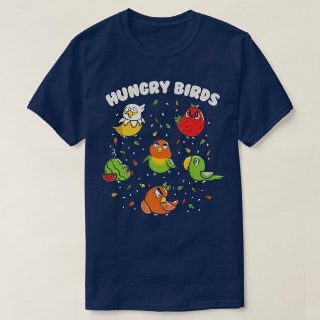 Camiseta Aves hambrientas frutan loros de Tobe Fonseca (Diseño del anverso)