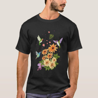Camiseta Aves Hummingbirds Y Flor Y Ave