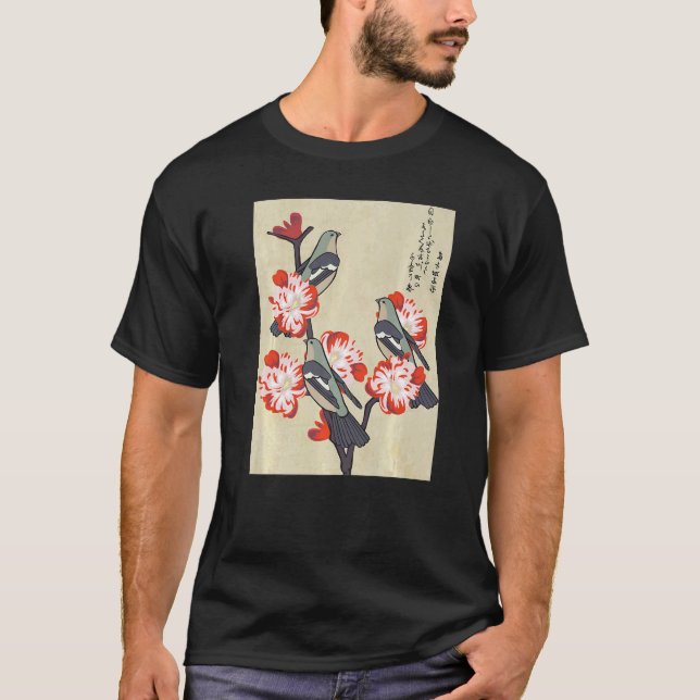 Camiseta Aves Japonesas En Un Árbol De Engranajes Estético (Anverso)