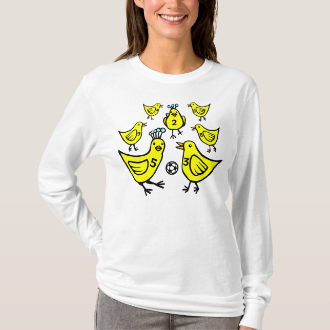 Camiseta Aves jugando fútbol - Color II (Anverso)