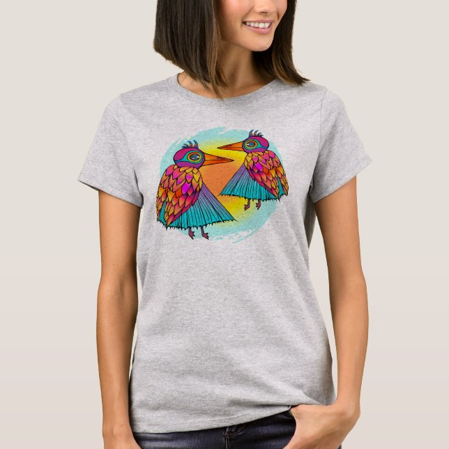 Camiseta Aves llenas de color (Anverso)