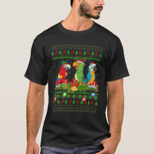 Camiseta Aves Macao adoran Navidad iluminando Santa Ugly Ma