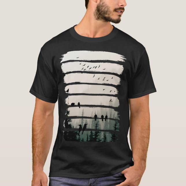 Camiseta Aves mirando Aves Al Amanecer (Anverso)